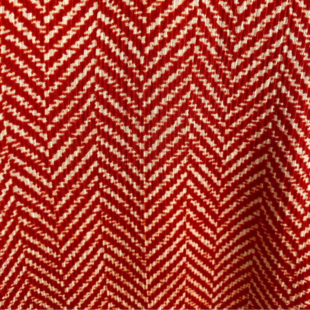 Finley "Mini Monica" Rust Herringbone Button Down Blouse Shirt Made in USA M - Picture 5 of 9